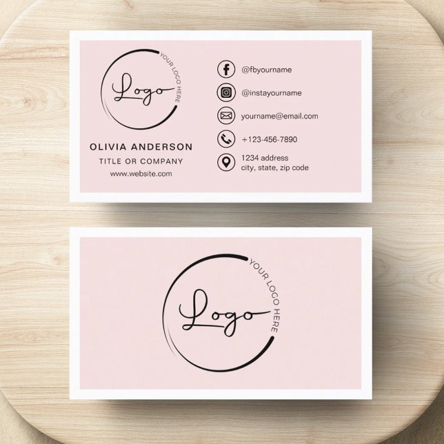 Professionell  Rosa Business Logotyp Social Media Visitkort (Skapare uppladdad)