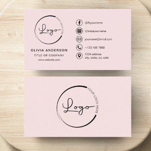 Professionell Rosa Business Logotyp Social Media Visitkort
