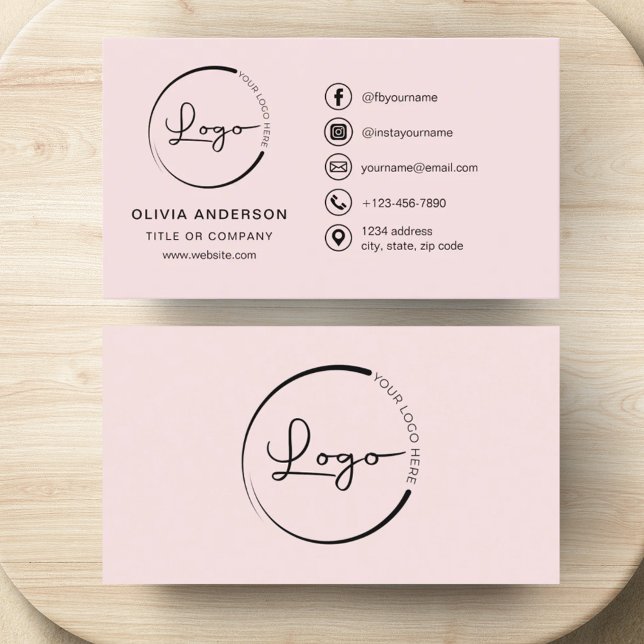 Professionell  Rosa Business Logotyp Social Media Visitkort (Skapare uppladdad)