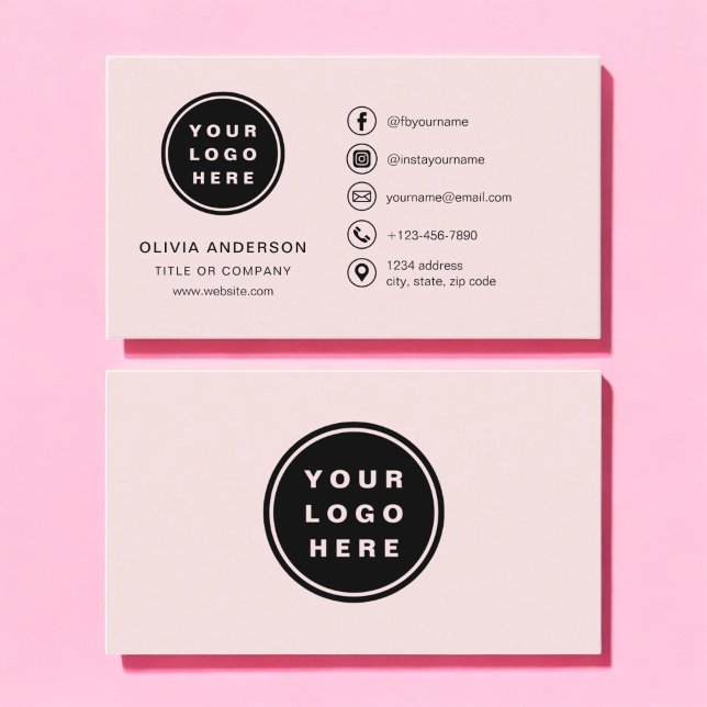 Professionell  Rosa Business Logotyp Social Media Visitkort (Skapare uppladdad)