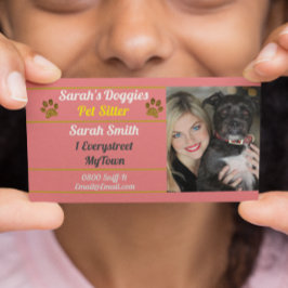 Professionell Rosa Dog Walker Pet Sitter Visitkort