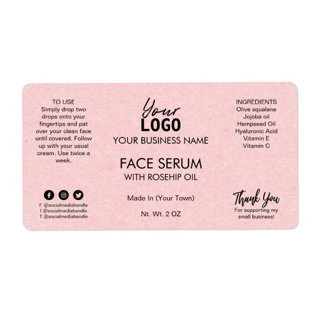 Professionell Rosa Dropper Flaska Ansikte Oil Seru Fraktsedel (Framsidan)