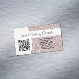Professionell Rosa Faux Glitter Anpassningsbar QR- Magnetiska Visitkort