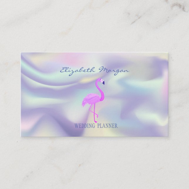 Professionell Rosa Flamingo, Holografisk Visitkort (Framsida)
