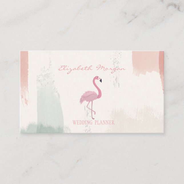 Professionell Rosa Flamingo,Vattenfärg Penseldrag Visitkort (Framsida)