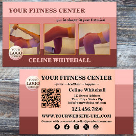 Professionell Rosa Foto Fitnesscenter Visitkort