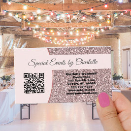 Professionell Rosa Glitter Anpassad QR-kod Visitkort