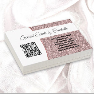 Professionell Rosa Glitter Anpassningsbar QR-kod Visitkort