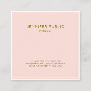 Professionell  Rosa Guld Chic Design Luxury Fyrkantigt Visitkort