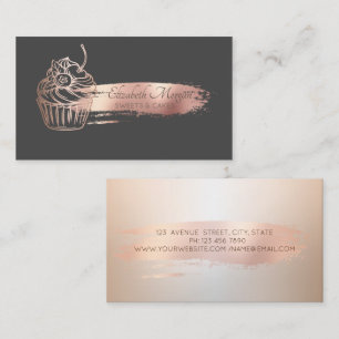 Professionell Rosa Guld Penseldrag Cupcake Visitkort