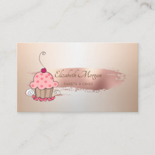Professionell Rosa Guld Penseldrag Cupcake Visitkort