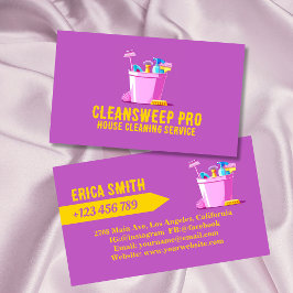 Professionell Rosa House Städning Logotyp för Maid Visitkort