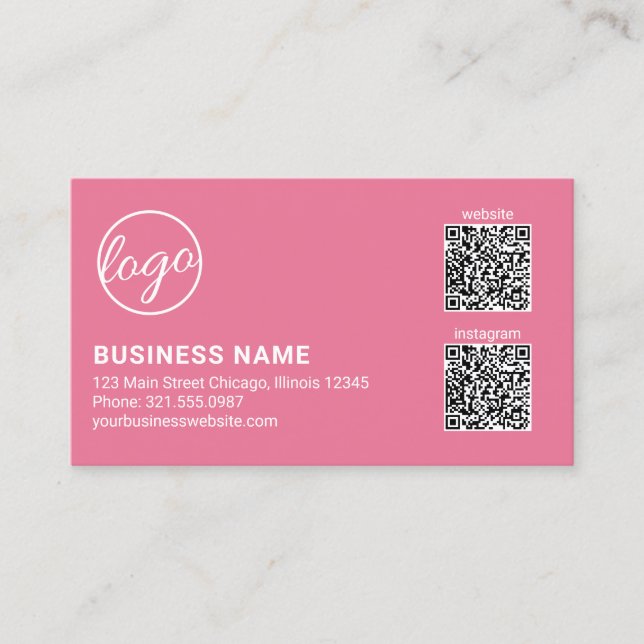 Professionell Rosa Logotyp QR-kod Modern Visitkort (Framsida)