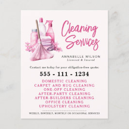 Professionell Rosa Maid & House Städning företag Flygblad