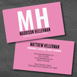 Professionell Rosa Minimalistisk Modern Monogram Visitkort