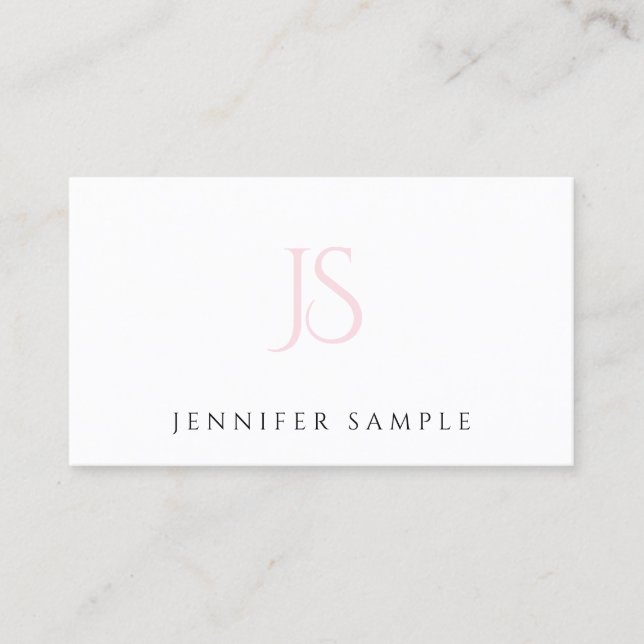 Professionell Rosa Monogram Elegant Minimalist Lux Visitkort (Framsida)