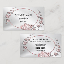 Professionell Rosa Peach Shiny Hearts Geometric Visitkort