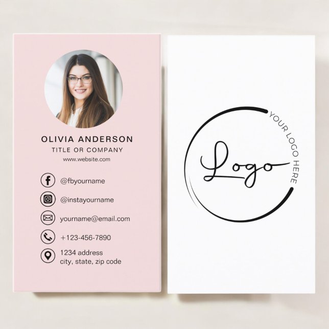 Professionell  Rosa Photo Logotyp Social Media Visitkort (Skapare uppladdad)