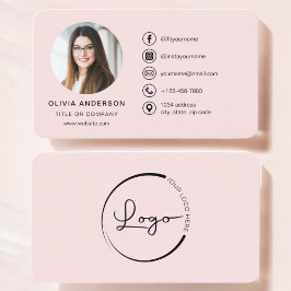 Professionell  Rosa Photo Logotyp Social Media Visitkort