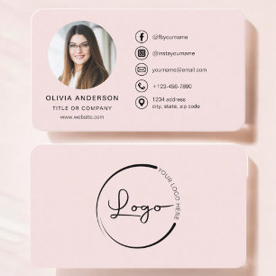 Professionell  Rosa Photo Logotyp Social Media Visitkort