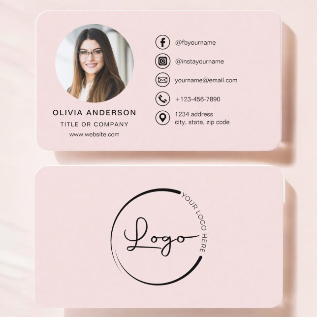 Professionell  Rosa Photo Logotyp Social Media Visitkort (Skapare uppladdad)