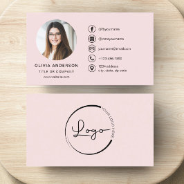 Professionell  Rosa Photo Logotyp Social Media Visitkort