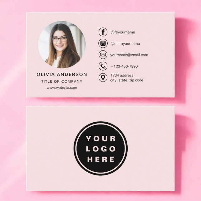 Professionell  Rosa Photo Logotyp Social Media Visitkort (Skapare uppladdad)