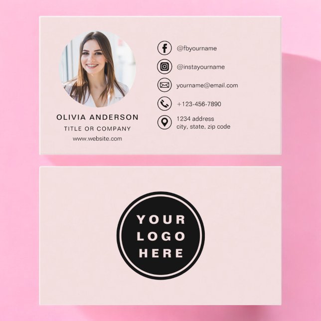 Professionell  Rosa Photo Logotyp Social Media Visitkort (Skapare uppladdad)