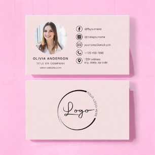 Professionell  Rosa Photo Logotyp Social Media Visitkort