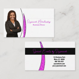 Professionell Rosa Slever of Faux Glitter Photo QR Visitkort