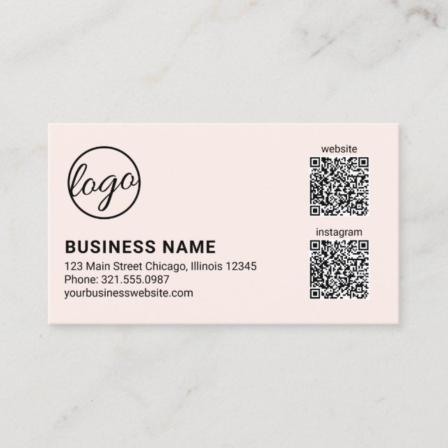 Professionell rosablommig logotyp QR-kod Modern Visitkort (Framsida)