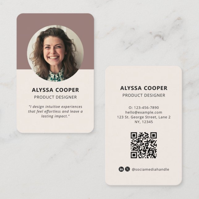 Professionell Round Anpassningsbar Photo QR-kodpro Visitkort (Fram/baksida)