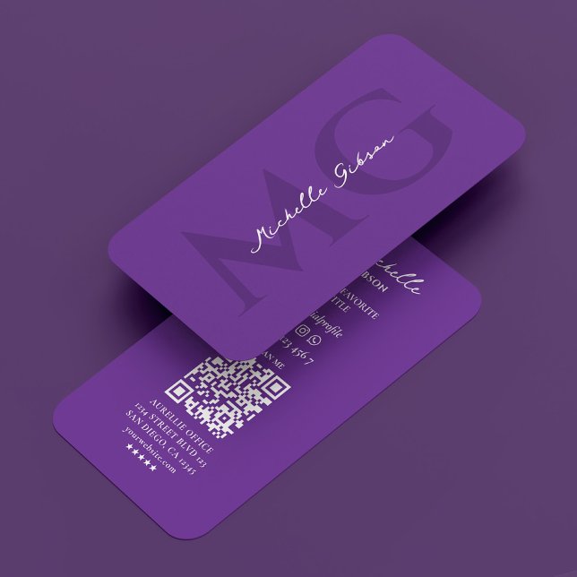 Professionell Royal Lila Monogram Visitkort (Professional Therapist Royal Purple Monogram Business Card
)