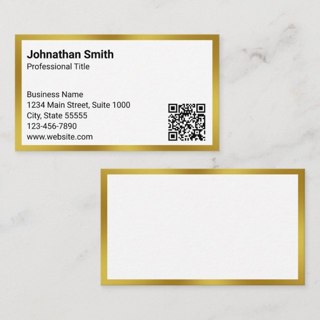 Professionell Rubrik Kontaktinformation, vit QR-ko Visitkort (Fram/baksida)
