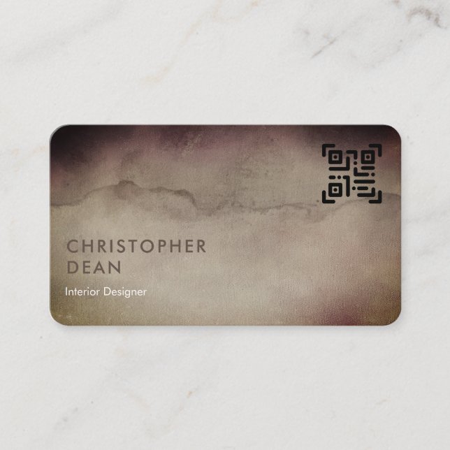 Professionell Rustic Brown Abstrakt QR-kod Visitkort (Framsida)
