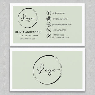 Professionell Sage Grönt Business Logotyp Social M Visitkort