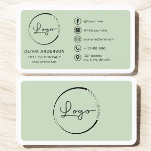 Professionell Sage Grönt Business Logotyp Social M Visitkort