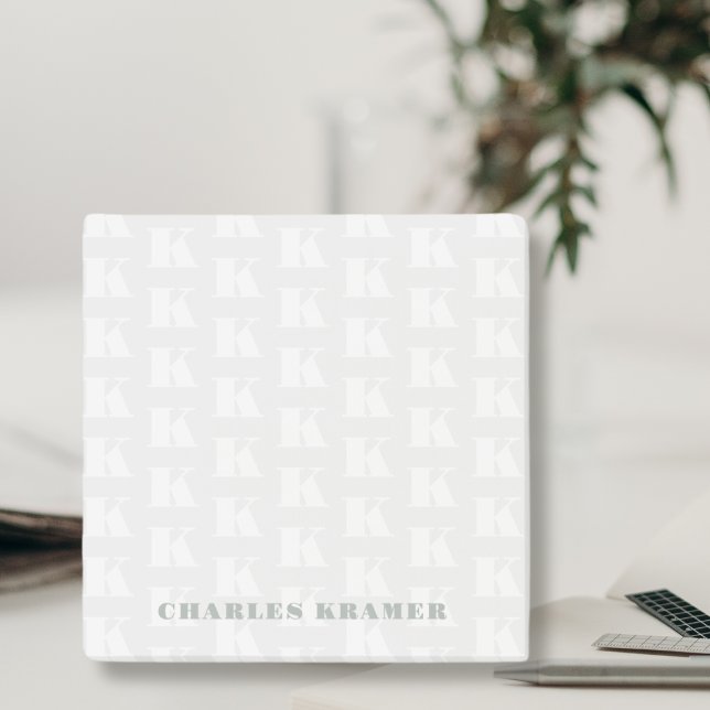 Professionell Sage Grönt Monogram Initial Brev Post-it Block (Skapare uppladdad)