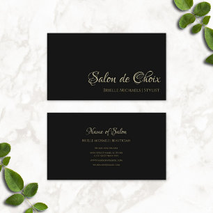 Professionell Salon Minimum Black och Guld Script Visitkort