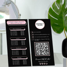 Professionell Salong Meny Prislista Rosa Rosenguld