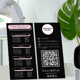 Professionell Salong Meny Prislista Rosa Rosenguld