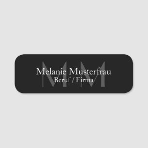 Professionell schwarze Monogramm Namensschild Namnbricka