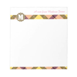 Professionell Script Namn Modern Monogram Tartan Anteckningsblock