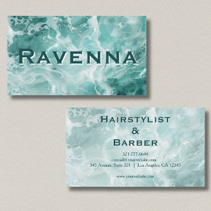 Professionell Seafoam Silver Vit Namn Visitkort
