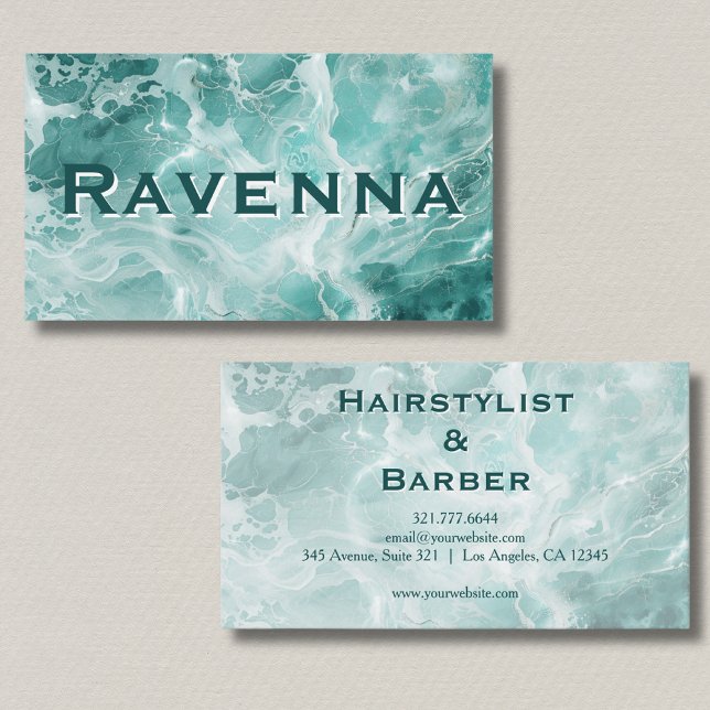 Professionell Seafoam Silver Vit Namn Visitkort (Skapare uppladdad)