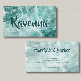 Professionell Seafoam Silver Vit Namn Visitkort
