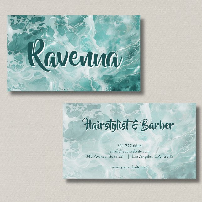 Professionell Seafoam Silver Vit Namn Visitkort (Skapare uppladdad)