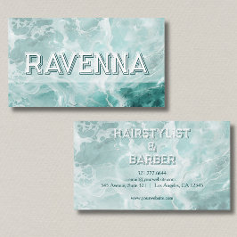 Professionell Seafoam Silver Vit Namn Visitkort