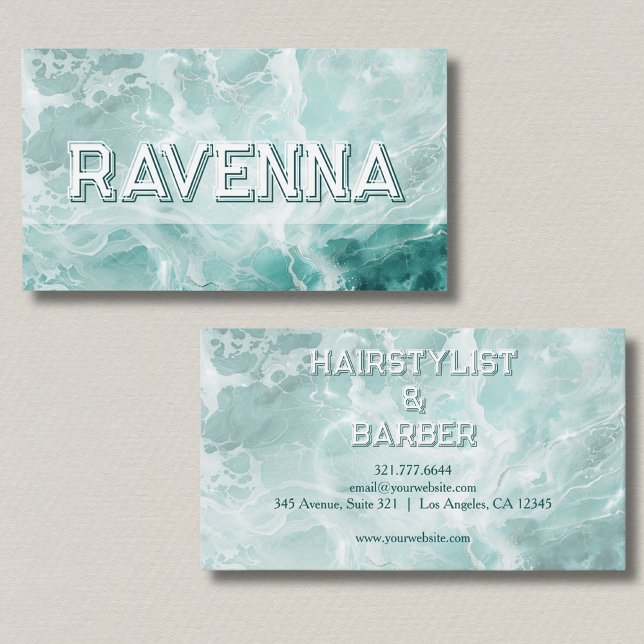 Professionell Seafoam Silver Vit Namn Visitkort (Skapare uppladdad)