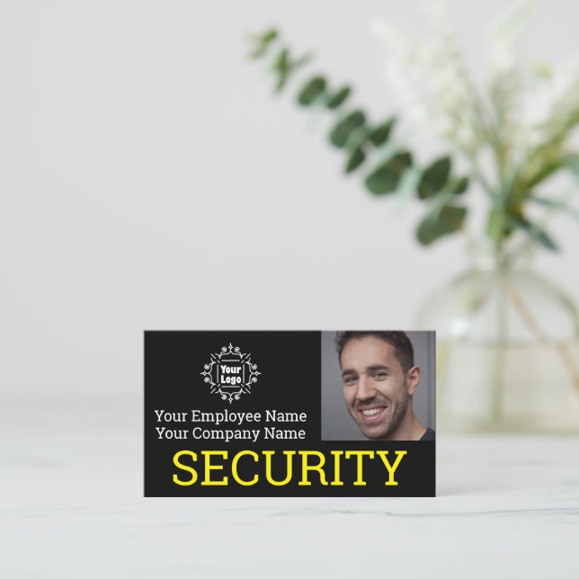 Professionell Security Guard Photo ID på Black Visitkort (Stående Fram)